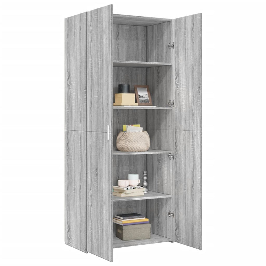 Hoge kast 80x42,5x185 cm bewerkt hout grijs sonoma eikenkleurig