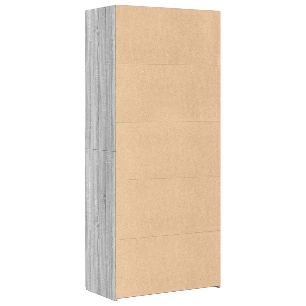 Hoge kast 80x42,5x185 cm bewerkt hout grijs sonoma eikenkleurig