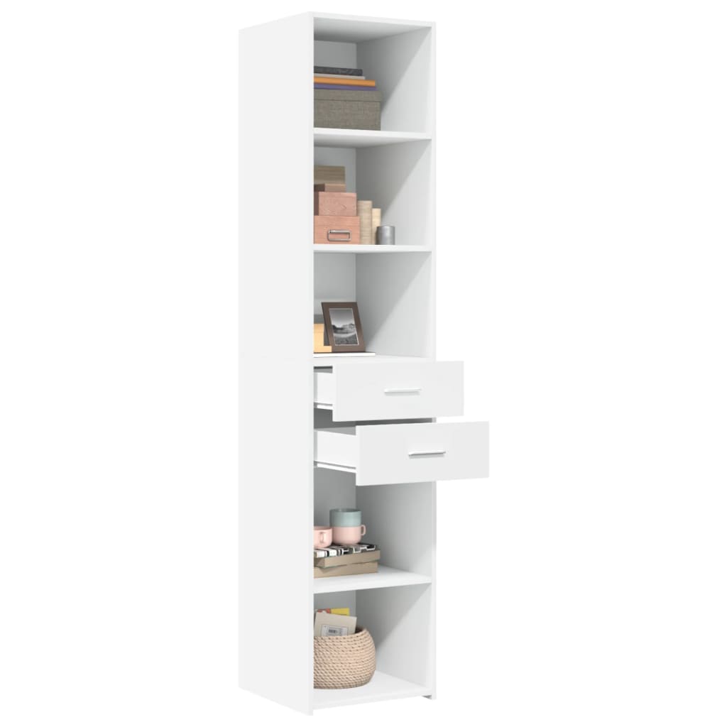 Hoge kast 40x42,5x185 cm bewerkt hout wit