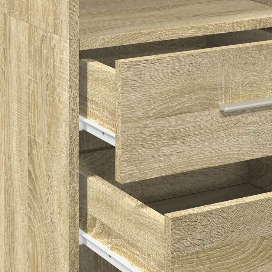 Hoge kast 40x42,5x185 cm bewerkt hout sonoma eikenkleurig