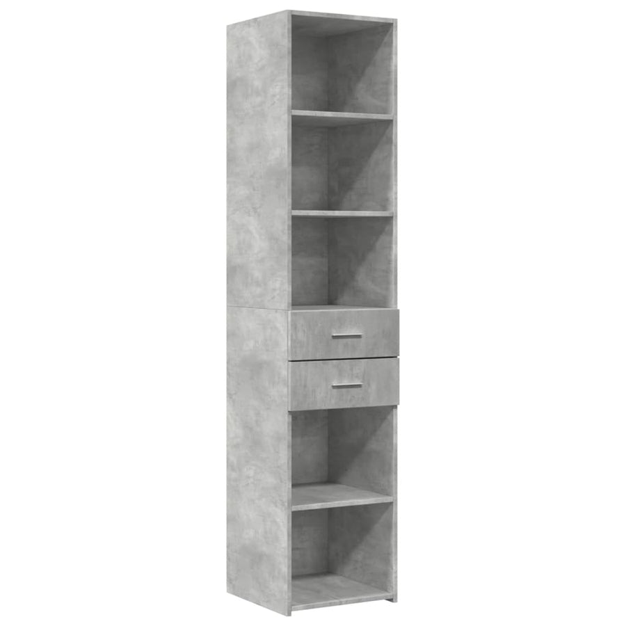 Hoge kast 40x42,5x185 cm bewerkt hout betongrijs
