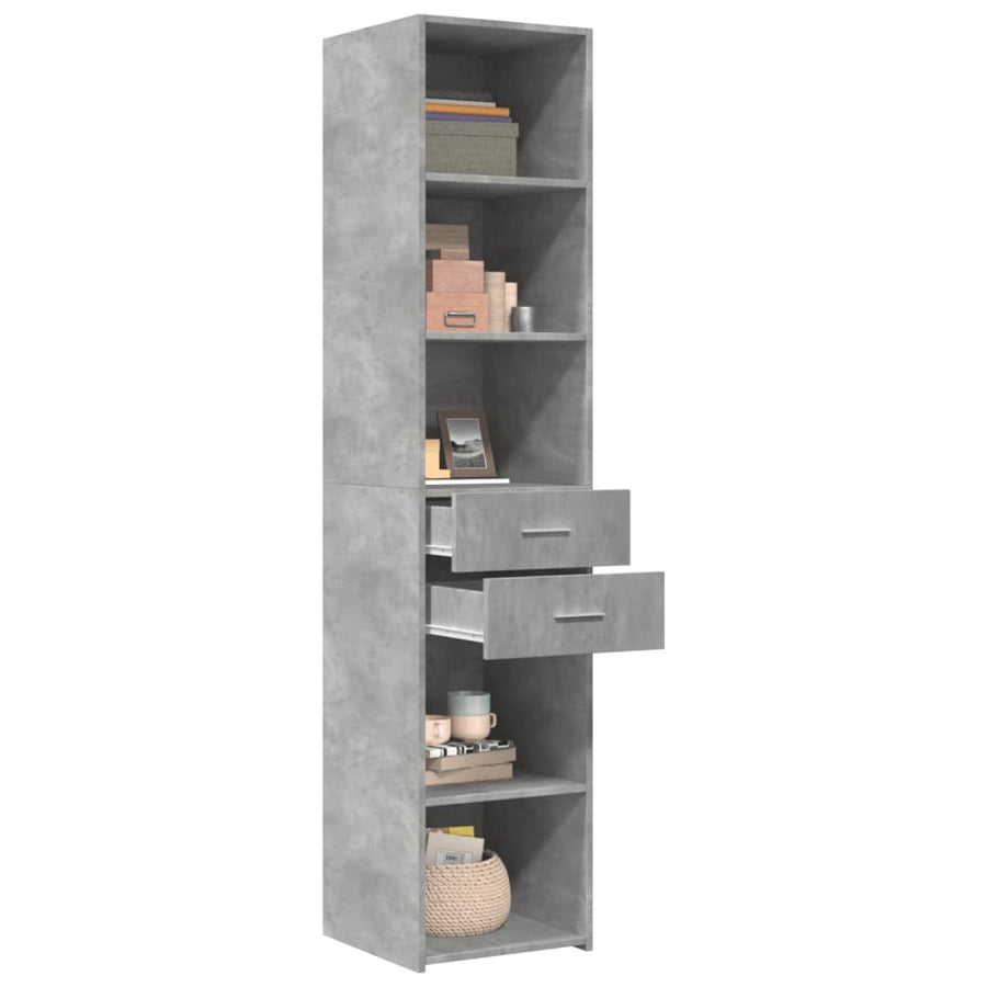Hoge kast 40x42,5x185 cm bewerkt hout betongrijs