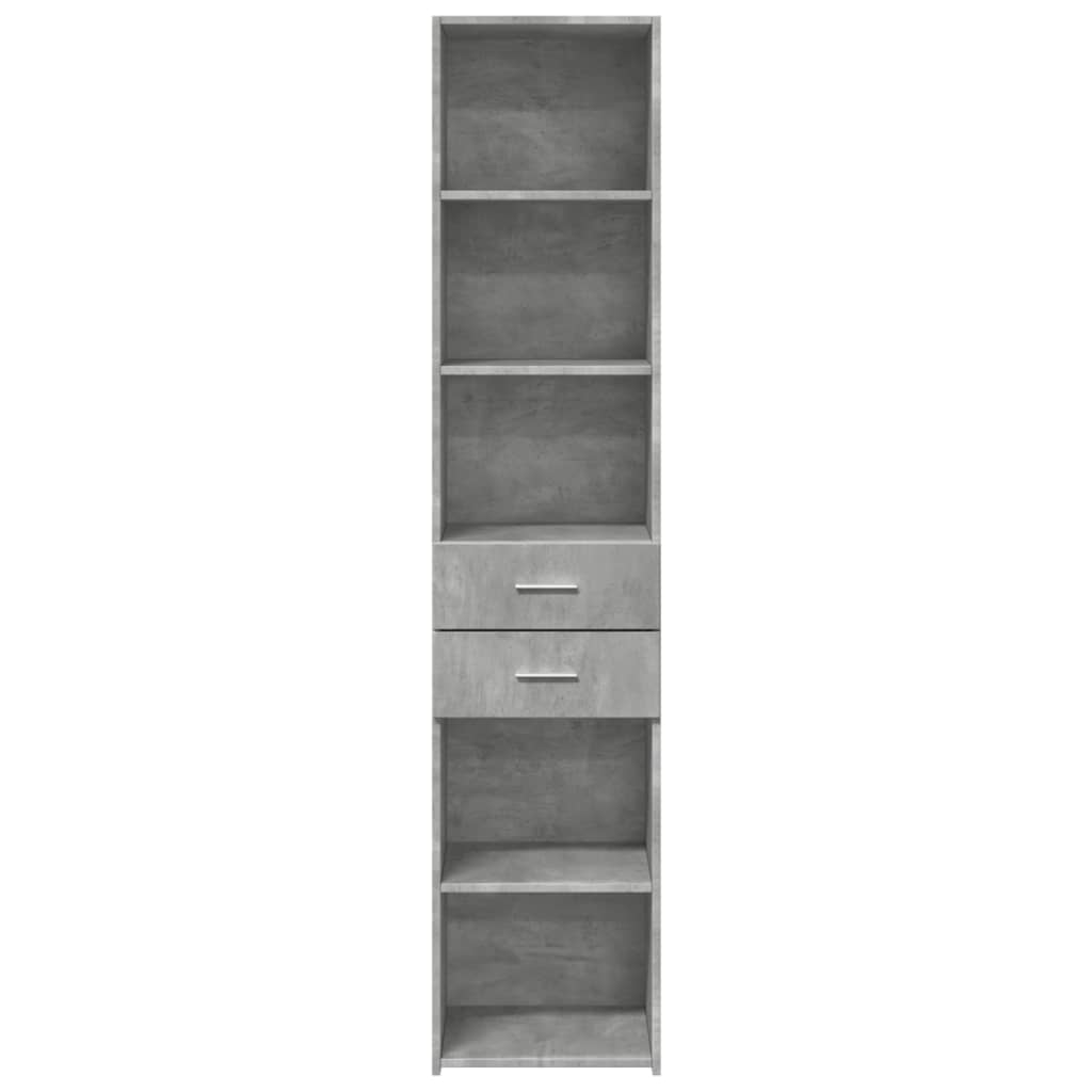 Hoge kast 40x42,5x185 cm bewerkt hout betongrijs