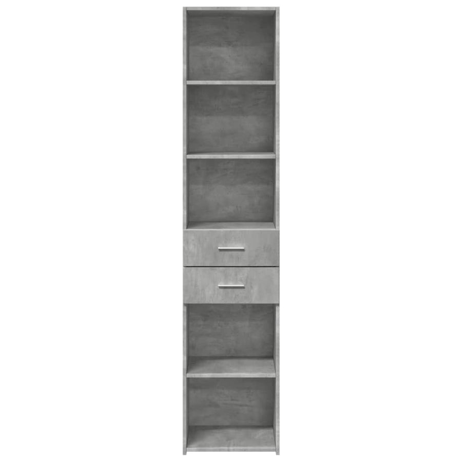 Hoge kast 40x42,5x185 cm bewerkt hout betongrijs