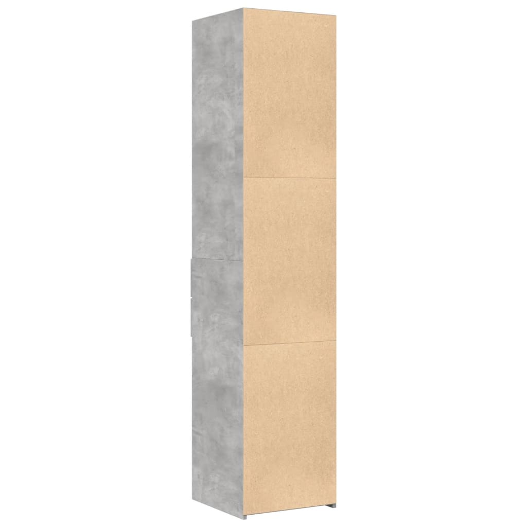 Hoge kast 40x42,5x185 cm bewerkt hout betongrijs
