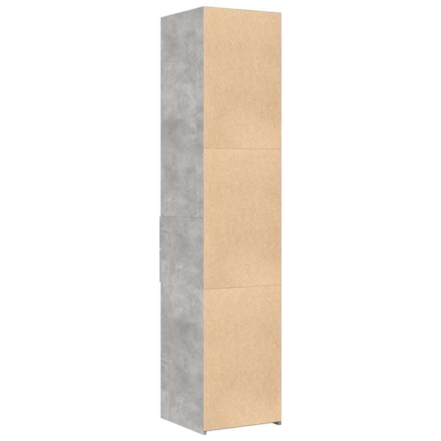 Hoge kast 40x42,5x185 cm bewerkt hout betongrijs