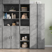 Hoge kast 40x42,5x185 cm bewerkt hout betongrijs