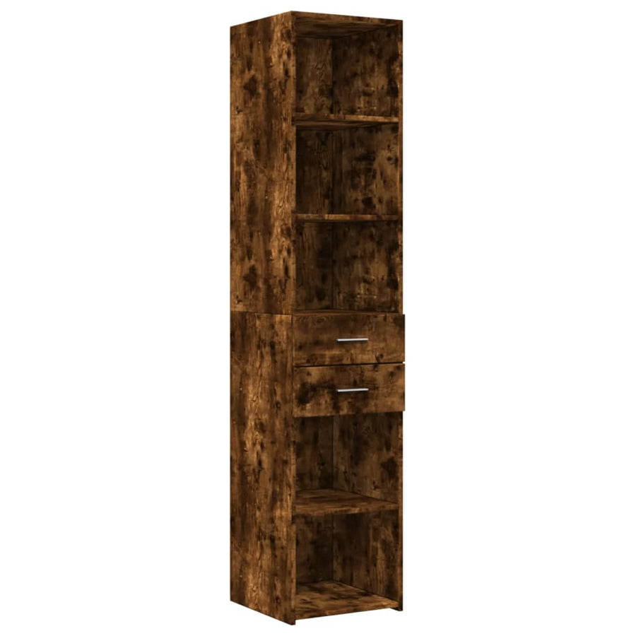 Hoge kast 40x42,5x185 cm bewerkt hout gerookt eikenkleurig