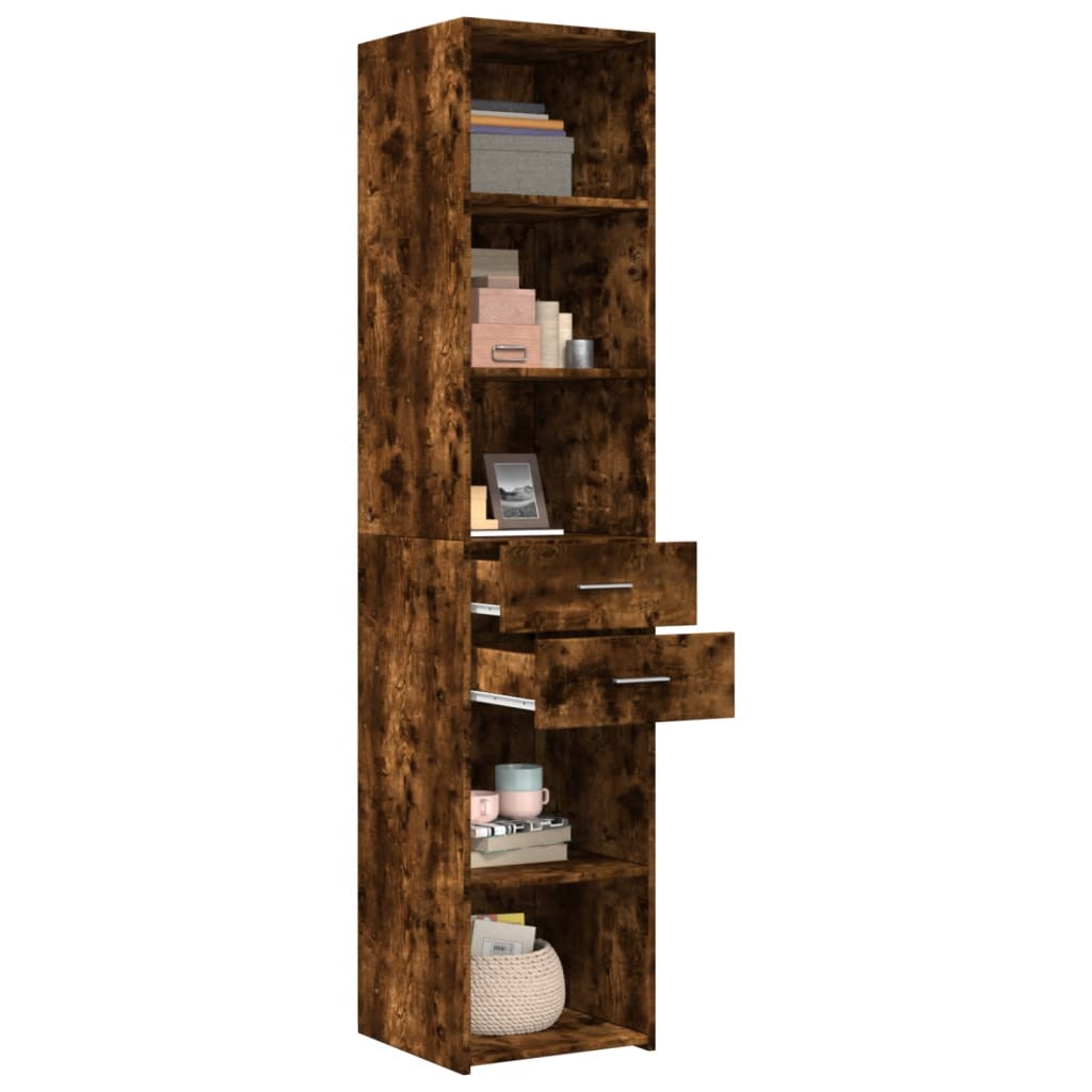 Hoge kast 40x42,5x185 cm bewerkt hout gerookt eikenkleurig