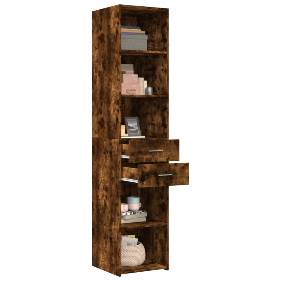 Hoge kast 40x42,5x185 cm bewerkt hout gerookt eikenkleurig
