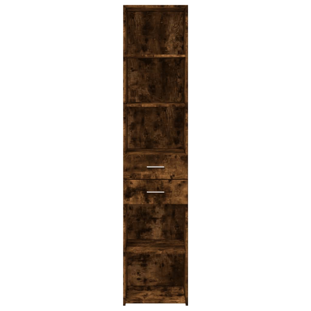 Hoge kast 40x42,5x185 cm bewerkt hout gerookt eikenkleurig