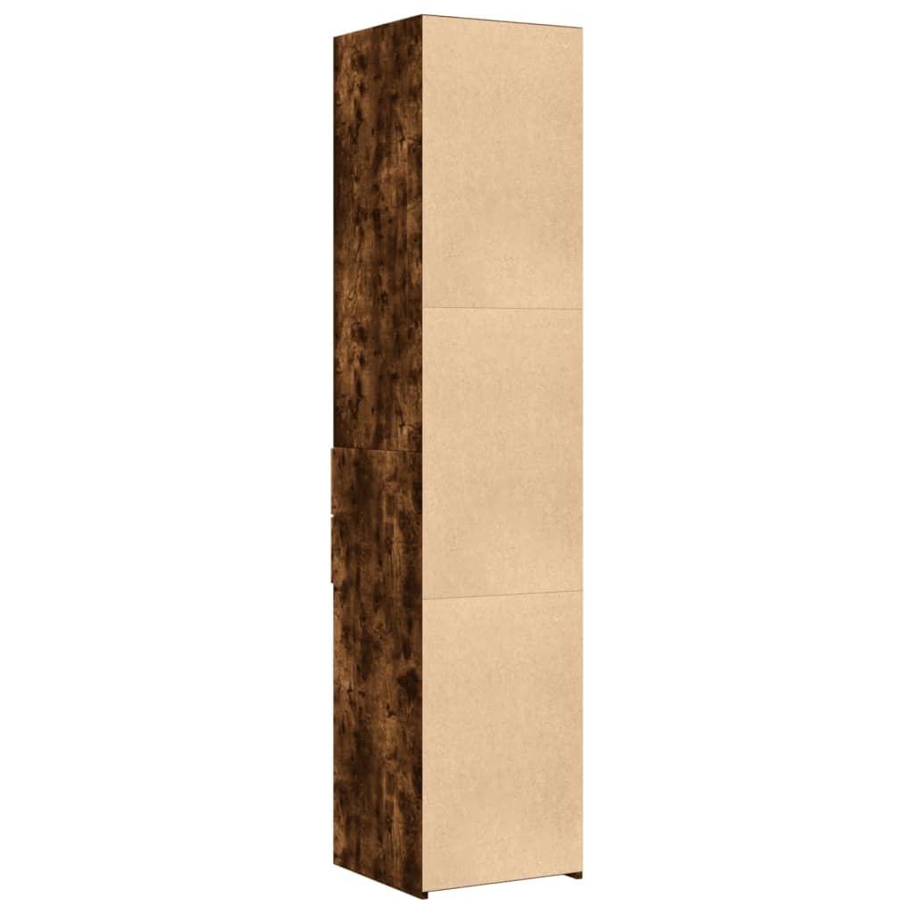 Hoge kast 40x42,5x185 cm bewerkt hout gerookt eikenkleurig