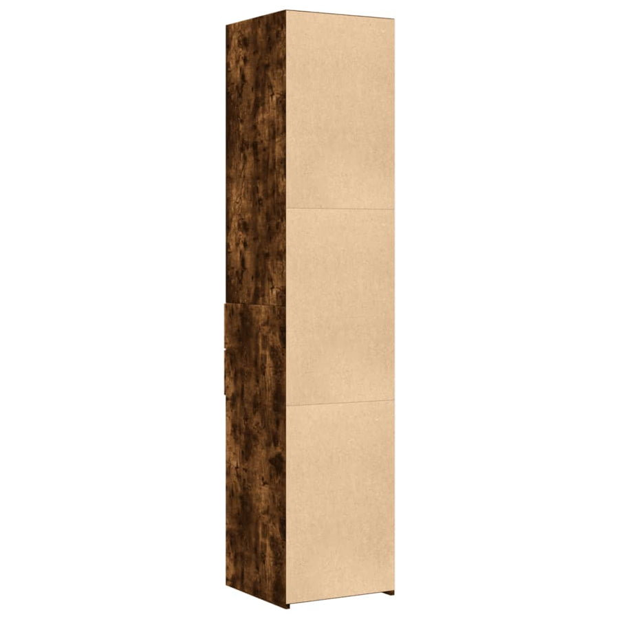 Hoge kast 40x42,5x185 cm bewerkt hout gerookt eikenkleurig