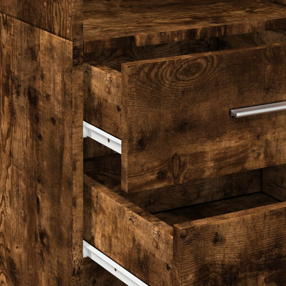 Hoge kast 40x42,5x185 cm bewerkt hout gerookt eikenkleurig