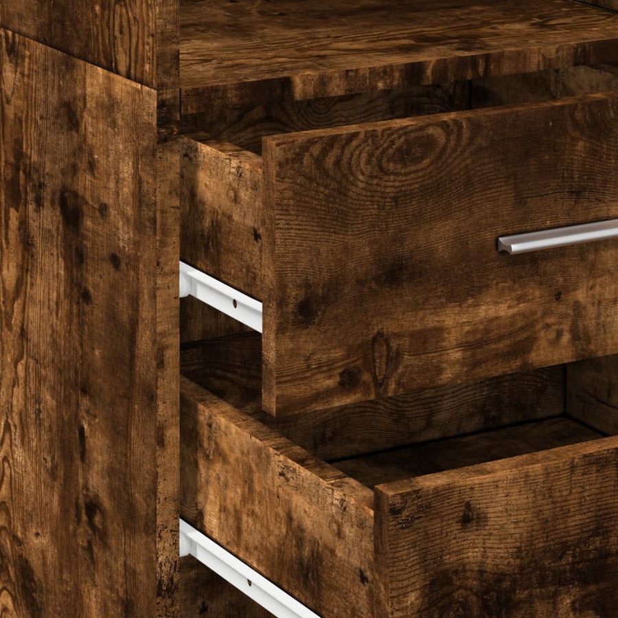 Hoge kast 40x42,5x185 cm bewerkt hout gerookt eikenkleurig
