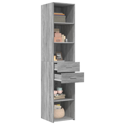 Hoge kast 40x42,5x185 cm bewerkt hout grijs sonoma eikenkleur