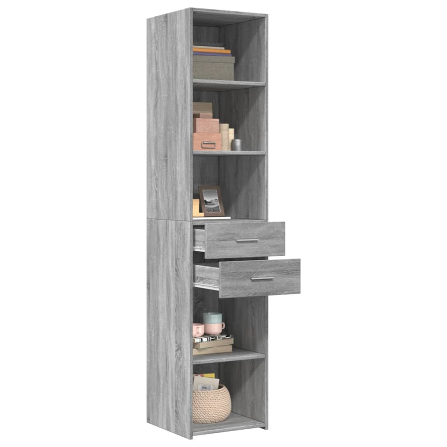 Hoge kast 40x42,5x185 cm bewerkt hout grijs sonoma eikenkleur