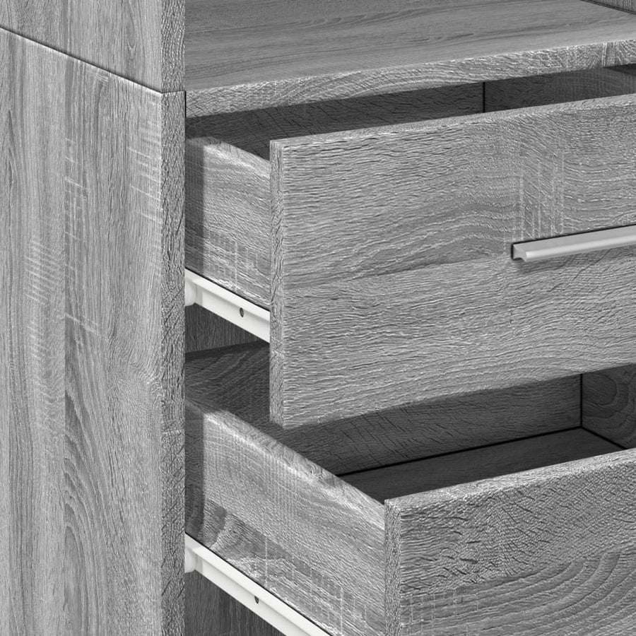 Hoge kast 40x42,5x185 cm bewerkt hout grijs sonoma eikenkleur
