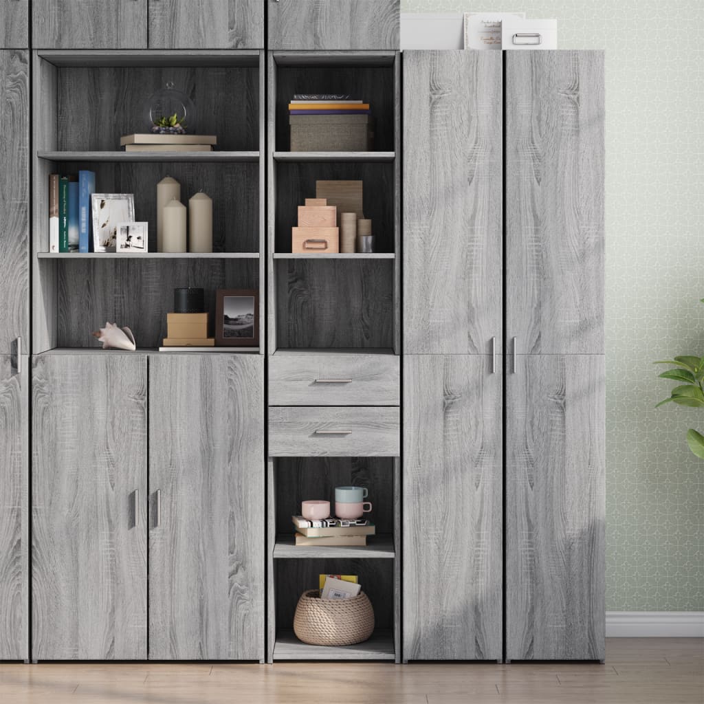 Hoge kast 40x42,5x185 cm bewerkt hout grijs sonoma eikenkleur