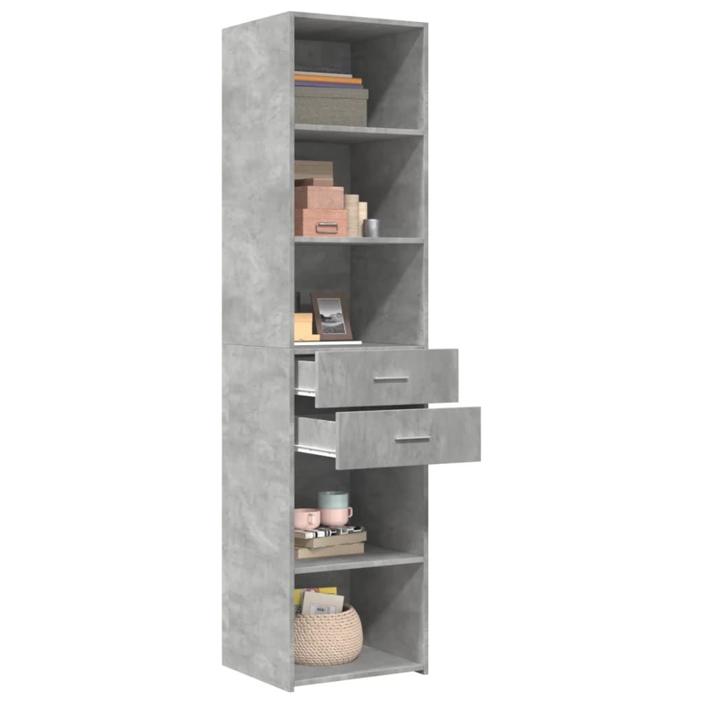 Hoge kast 45x42,5x185 cm bewerkt hout betongrijs