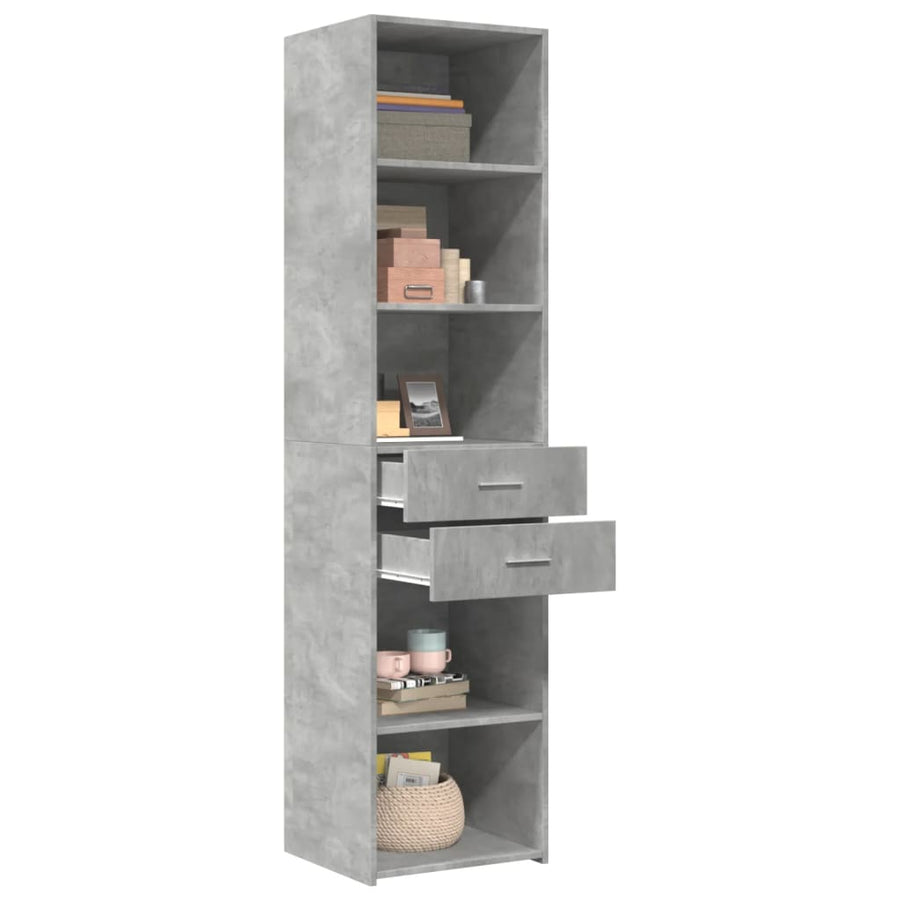 Hoge kast 45x42,5x185 cm bewerkt hout betongrijs