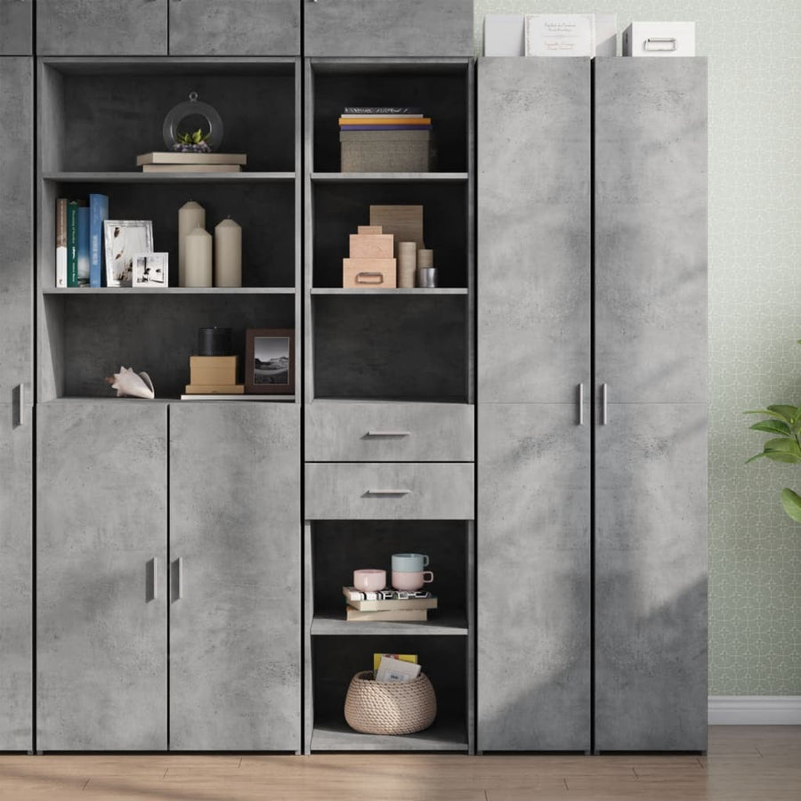Hoge kast 45x42,5x185 cm bewerkt hout betongrijs