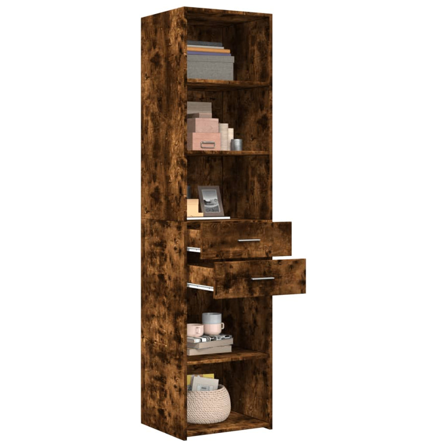 Hoge kast 45x42,5x185 cm bewerkt hout gerookt eikenkleurig