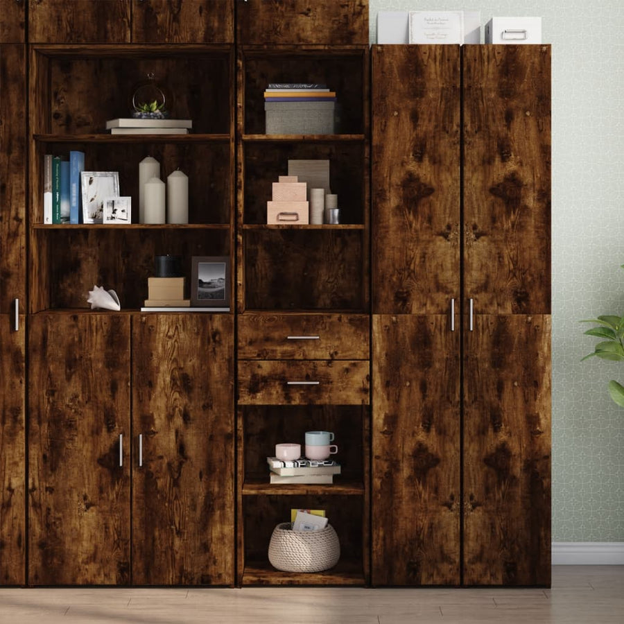 Hoge kast 45x42,5x185 cm bewerkt hout gerookt eikenkleurig