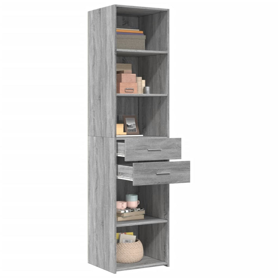 Hoge kast 45x42,5x185 cm bewerkt hout grijs sonoma eikenkleurig