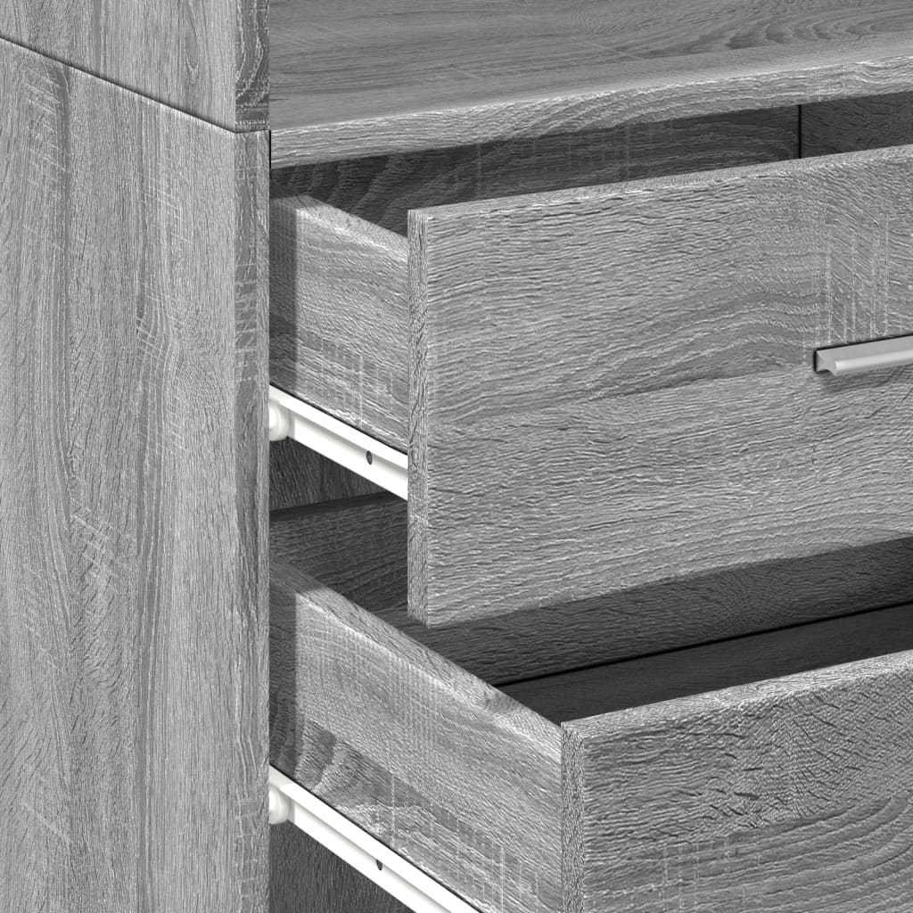 Hoge kast 45x42,5x185 cm bewerkt hout grijs sonoma eikenkleurig