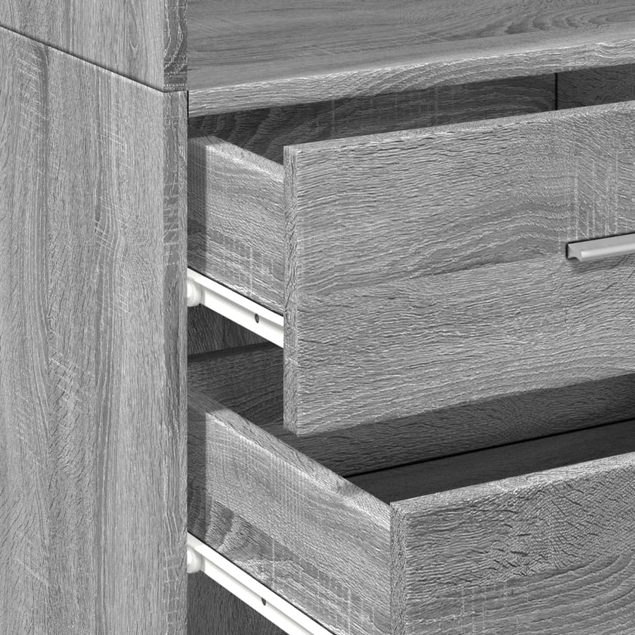 Hoge kast 45x42,5x185 cm bewerkt hout grijs sonoma eikenkleurig