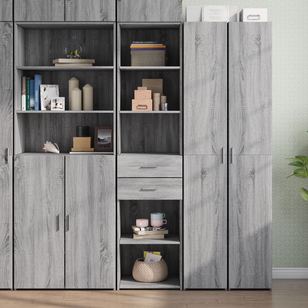 Hoge kast 45x42,5x185 cm bewerkt hout grijs sonoma eikenkleurig