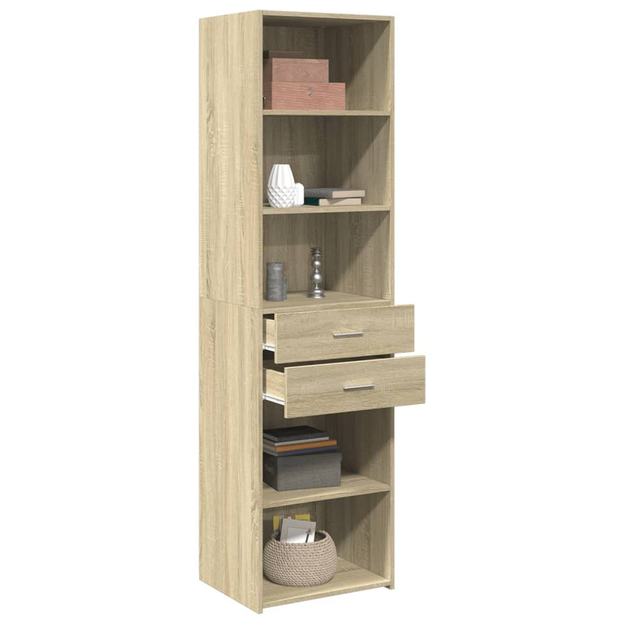 Hoge kast 50x42,5x185 cm bewerkt hout sonoma eikenkleurig