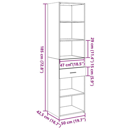Hoge kast 50x42,5x185 cm bewerkt hout sonoma eikenkleurig