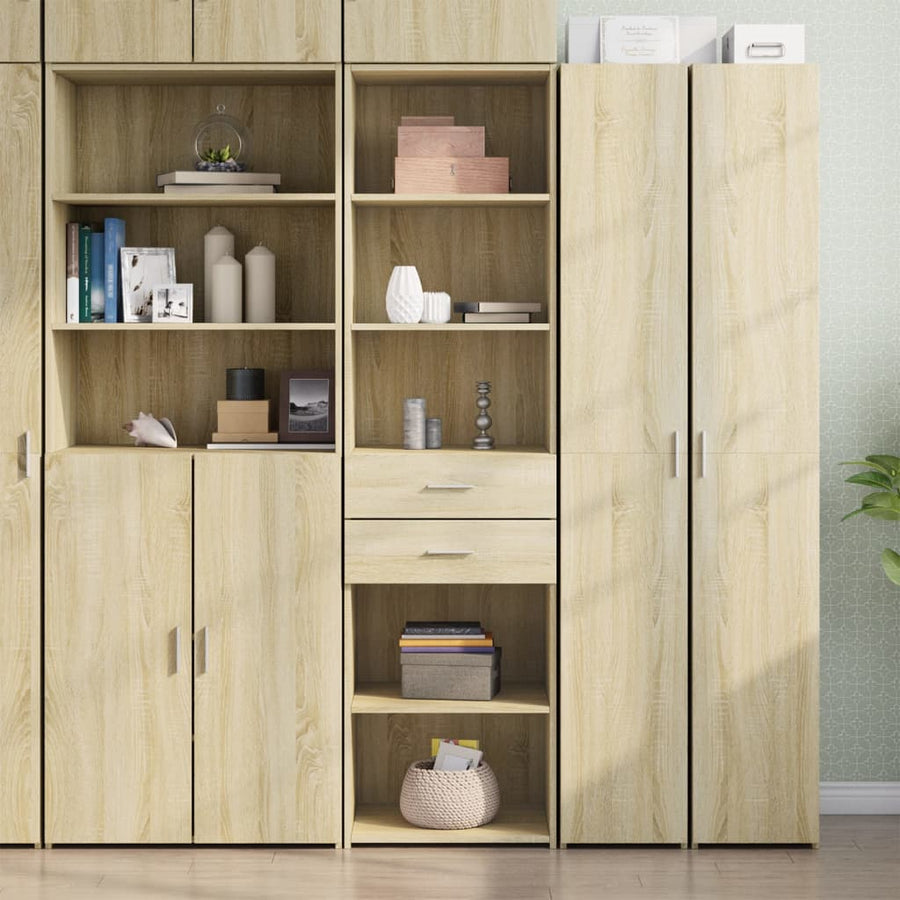 Hoge kast 50x42,5x185 cm bewerkt hout sonoma eikenkleurig