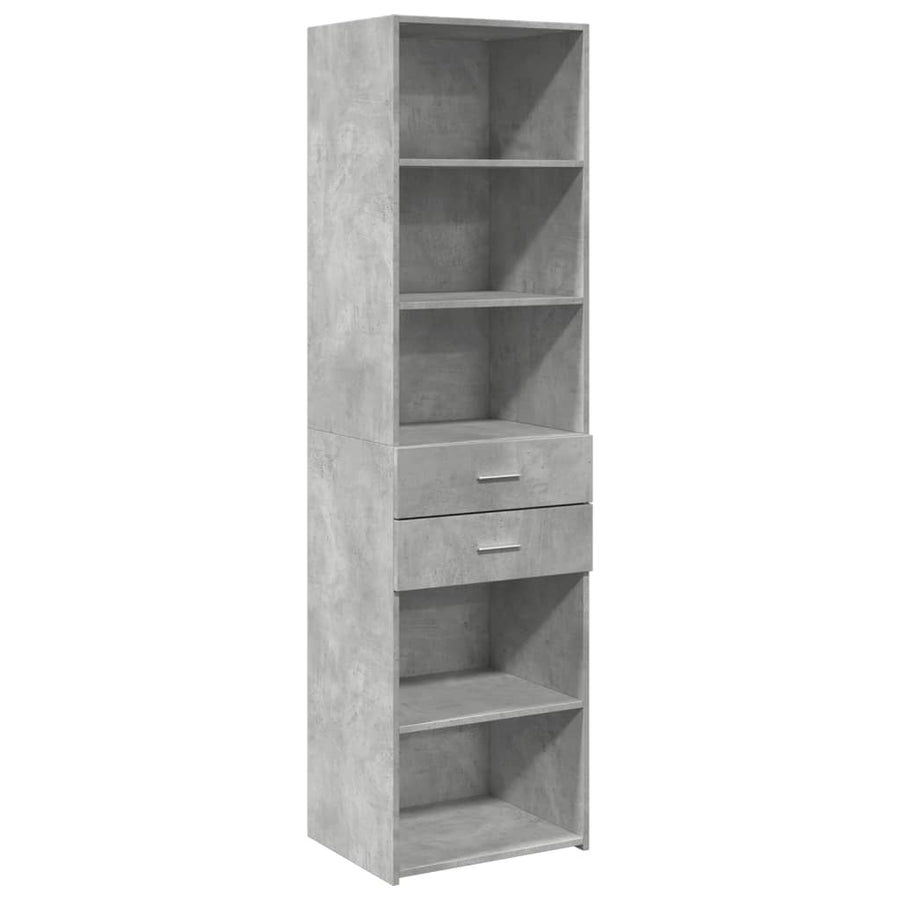 Hoge kast 50x42,5x185 cm bewerkt hout betongrijs