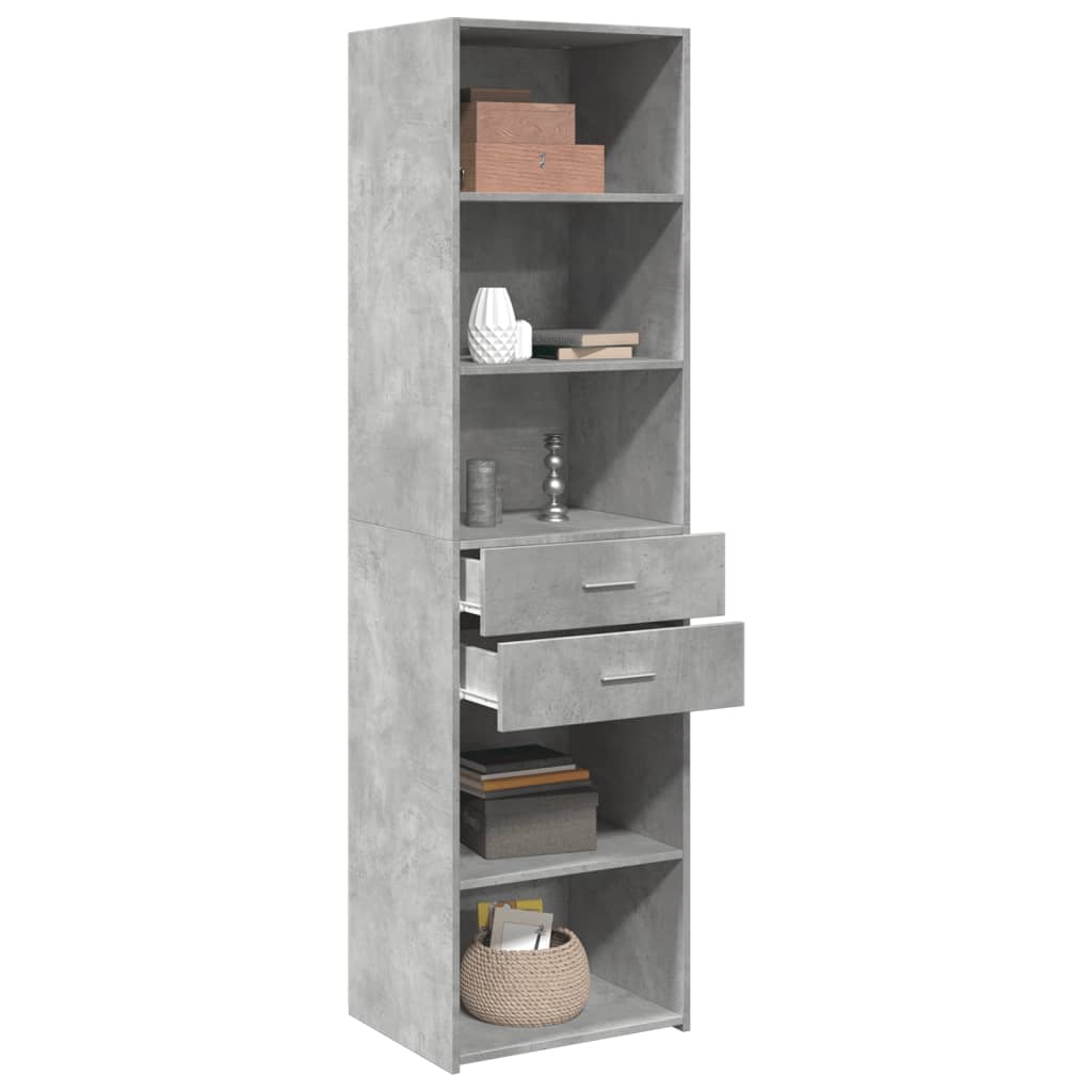 Hoge kast 50x42,5x185 cm bewerkt hout betongrijs