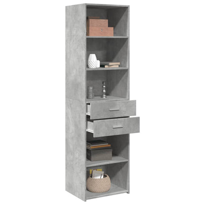 Hoge kast 50x42,5x185 cm bewerkt hout betongrijs
