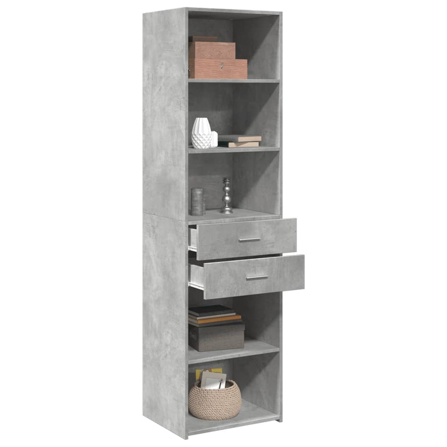Hoge kast 50x42,5x185 cm bewerkt hout betongrijs