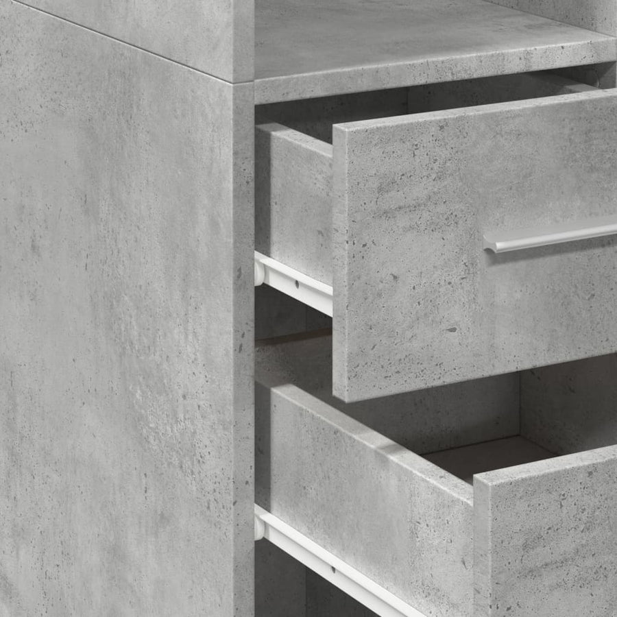 Hoge kast 50x42,5x185 cm bewerkt hout betongrijs