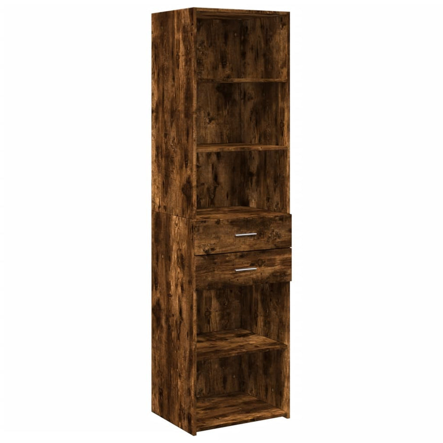 Hoge kast 50x42,5x185 cm bewerkt hout gerookt eikenkleurig