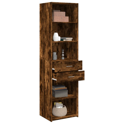 Hoge kast 50x42,5x185 cm bewerkt hout gerookt eikenkleurig