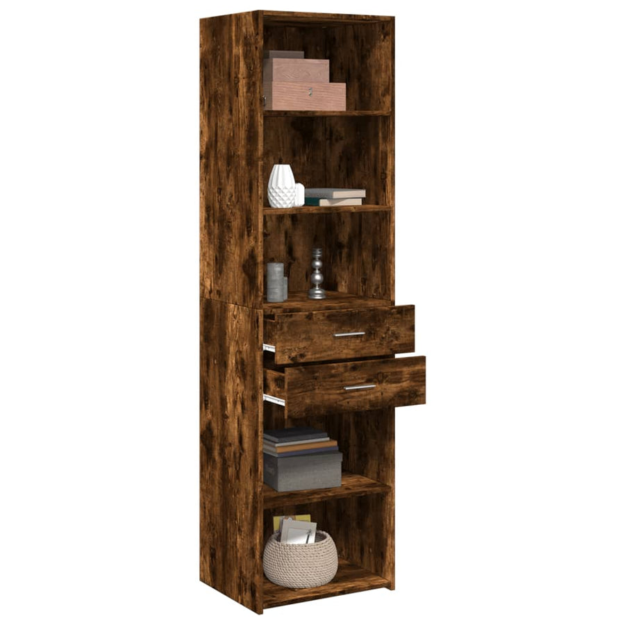 Hoge kast 50x42,5x185 cm bewerkt hout gerookt eikenkleurig