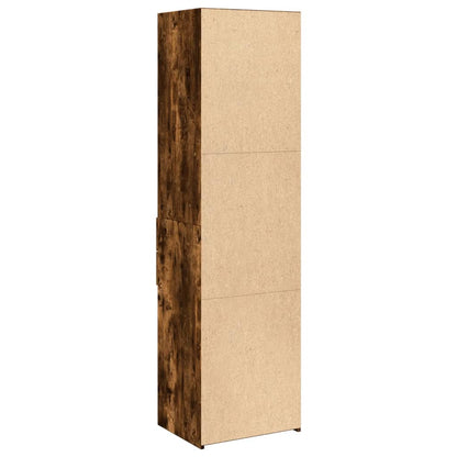 Hoge kast 50x42,5x185 cm bewerkt hout gerookt eikenkleurig