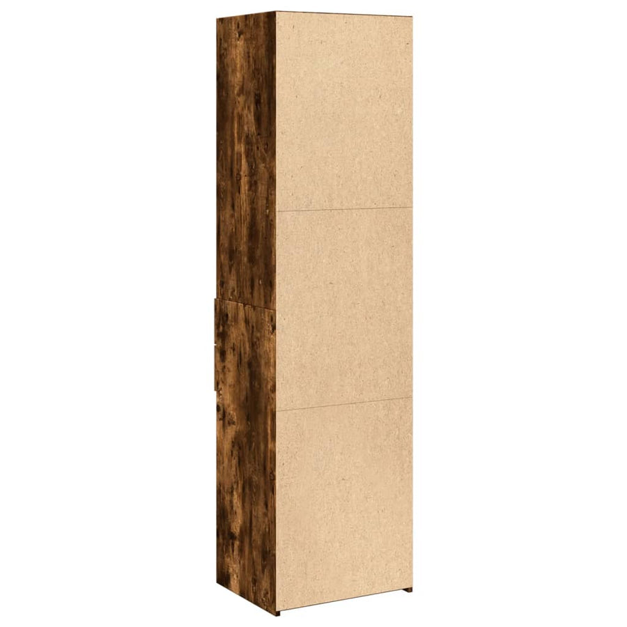 Hoge kast 50x42,5x185 cm bewerkt hout gerookt eikenkleurig