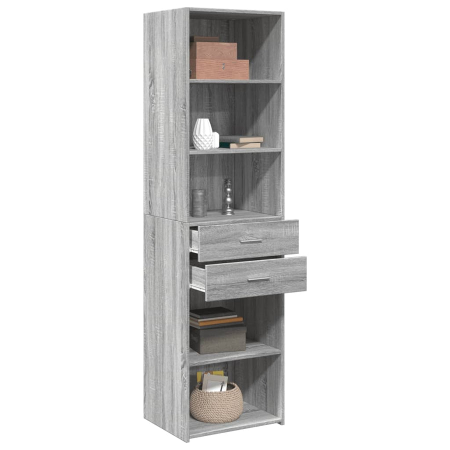 Hoge kast 50x42,5x185 cm bewerkt hout grijs sonoma eikenkleurig