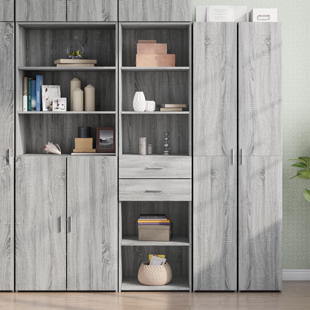 Hoge kast 50x42,5x185 cm bewerkt hout grijs sonoma eikenkleurig