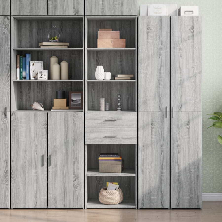 Hoge kast 50x42,5x185 cm bewerkt hout grijs sonoma eikenkleurig