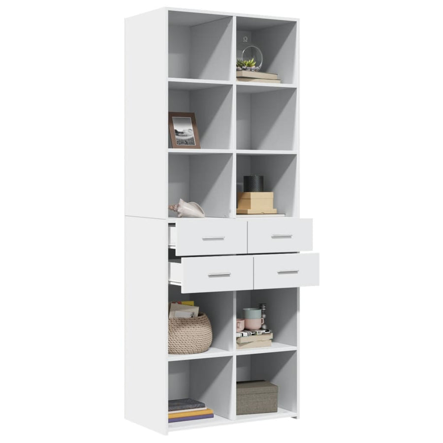 Hoge kast 70x42,5x185 cm bewerkt hout wit