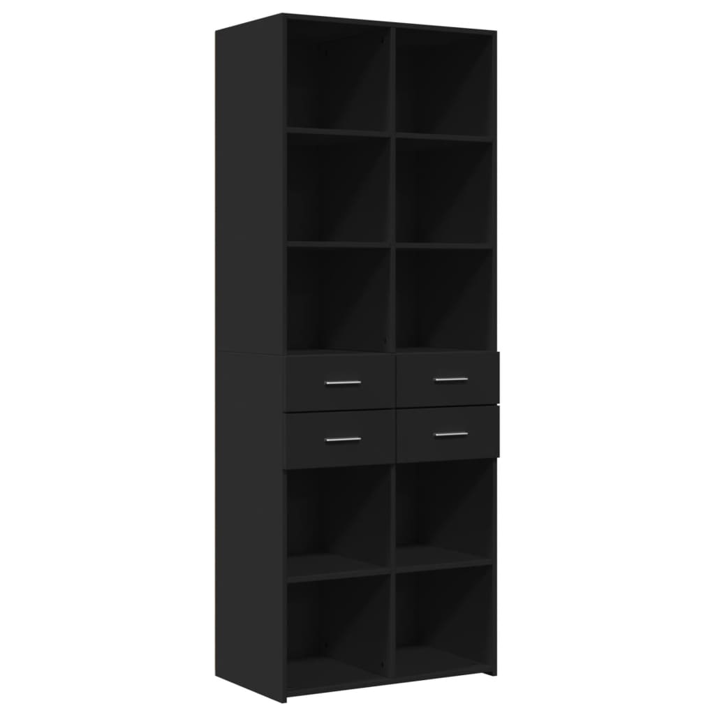 Hoge kast 70x42,5x185 cm bewerkt hout zwart